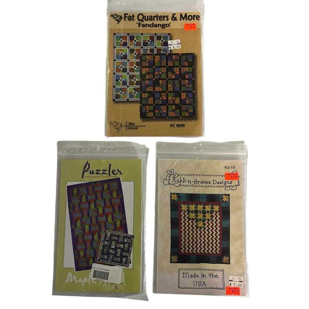 Quilt Pattern‎ Lot Gift Fat Quarters Robb n Graves Debbie Brown Lot Of 3 1990s